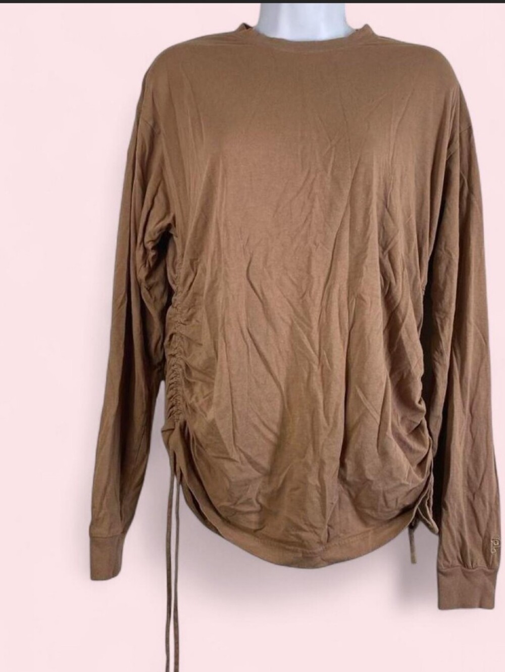 PINK Victoria's Secret Brown Ruched Side Long Sleeve Tee XS